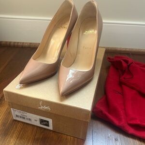 Christian Louboutin Pigalle 100 Patent Leather Nude - Size 37